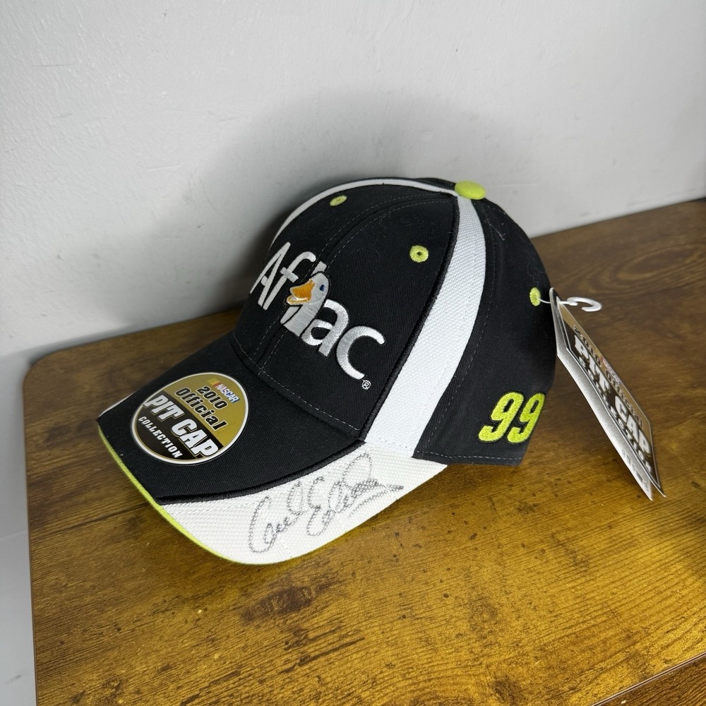 Carl Edward's Autograph Pit Cap Hat NASCAR Aflac Signature